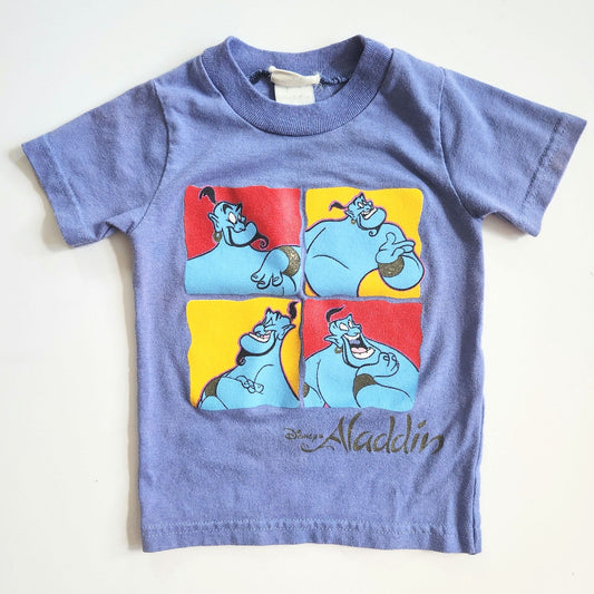 Disney Vintage 1990s Aladdin Toddler Kids Genie Sparkle Blue T-shirt Size 2T