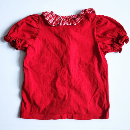 Oshkosh B'gosh Vintage 1980s Girls Red Button Top Gingham Collar Size 6