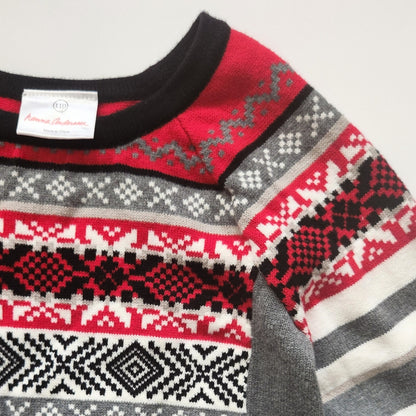 Hanna Andersson Snow & Tell Fair Isle Sweater Dress Grey Multi Size 5 | 110 cm