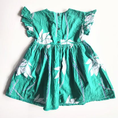 Tea Collection Green Floral Ruffle Sleeve Dress Size 3T