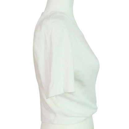 Melrose & Market Women's Cropped White Ribbed T-shirt Size M