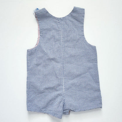 Vintage Just Ducky Reversible Baby Boy Romper Nautical Seersucker Size 24 Months