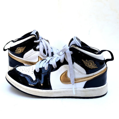 Nike Kids Air Jordan 1 Mid SE Toddler Shoes Size 9 Black Gold White Sneakers