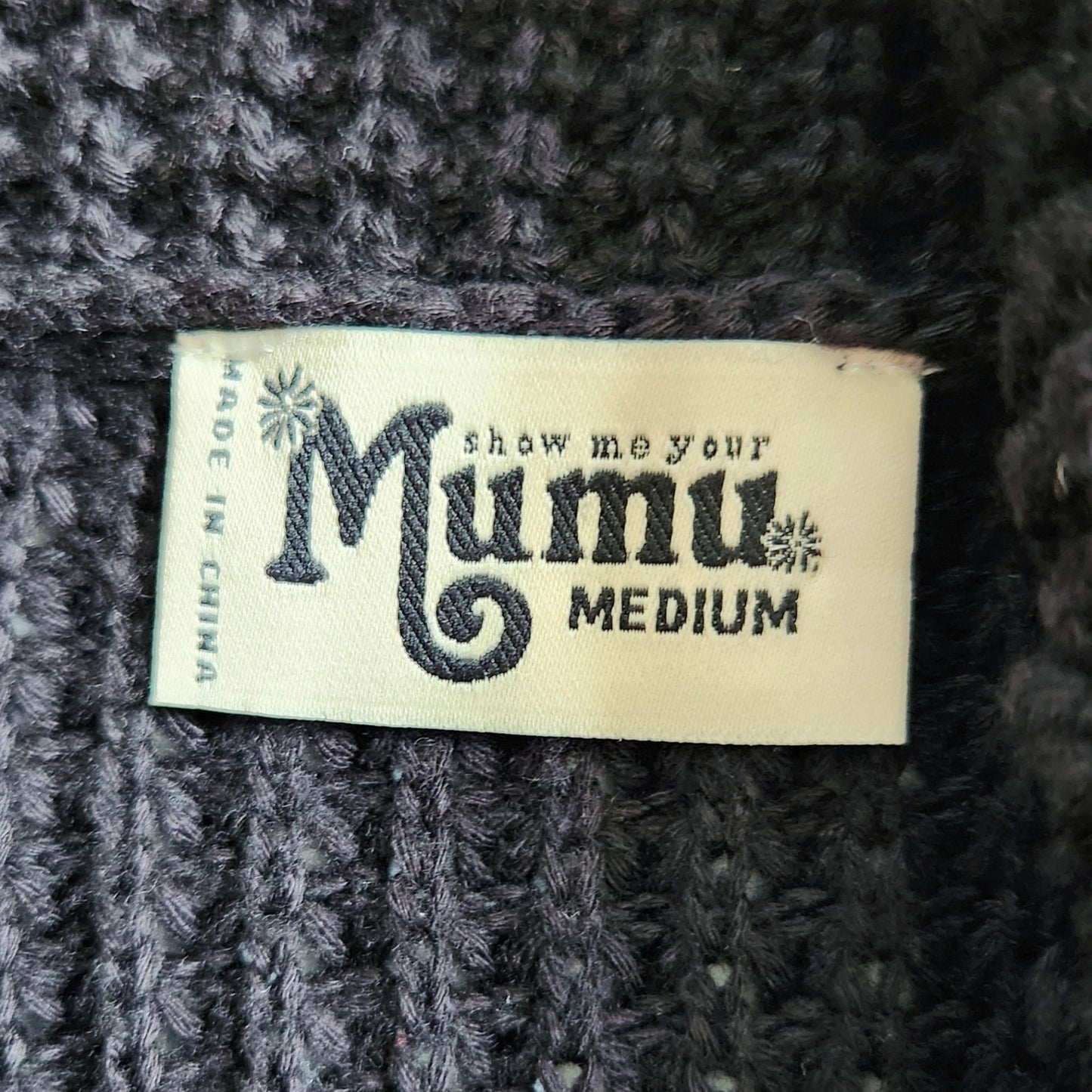 Show Me Your Mumu Hicks Sweater Black Knit Bell Sleeves Turtleneck | Women's Size M