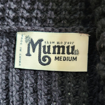 Show Me Your Mumu Hicks Sweater Black Knit Bell Sleeves Turtleneck | Women's Size M