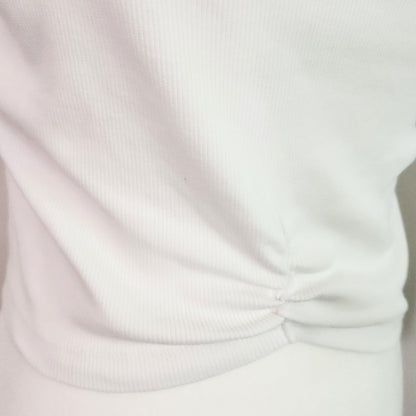 Melrose & Market Women's Cropped White Ribbed T-shirt Size M