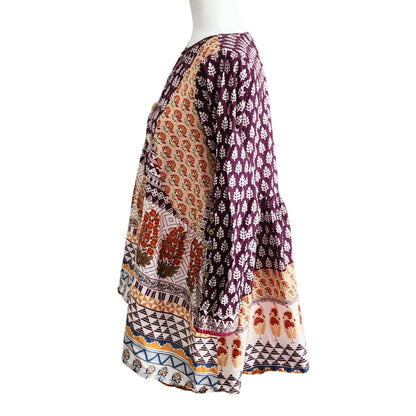 Khaadi Women's Bohemian Cotton Pom Pom Long Sleeve Flare Tunic Made in Pakistan Size 8