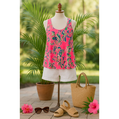 Lilly Pulitzer Women's Monterey Racerback Pink Toucan Tango Tank Top Shirt M