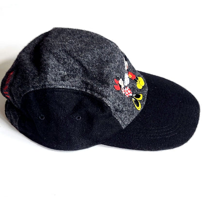 Disney Vintage 1990 Mickey & Minnie Mouse Gray & Black Wool Cap Stretch Fit OS