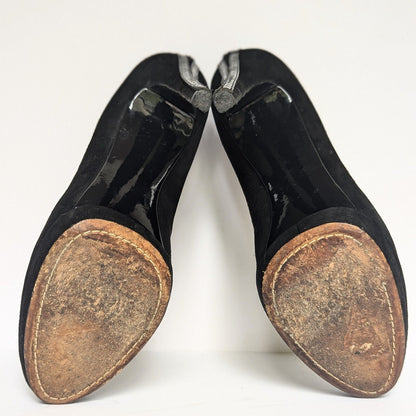 Brian Atwood Women's Black Suede Patent Leather Pony Hair Stiletto Heels Size 41 | 10