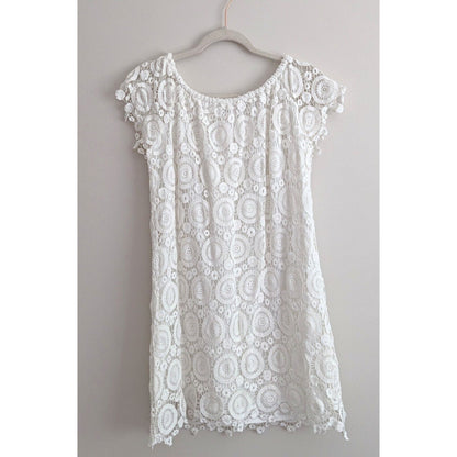 Southern Tide Isabel Grace Off Shoulder White Eyelet Lace Shift Dress Women’s Small Summer Bridal Boho Chic