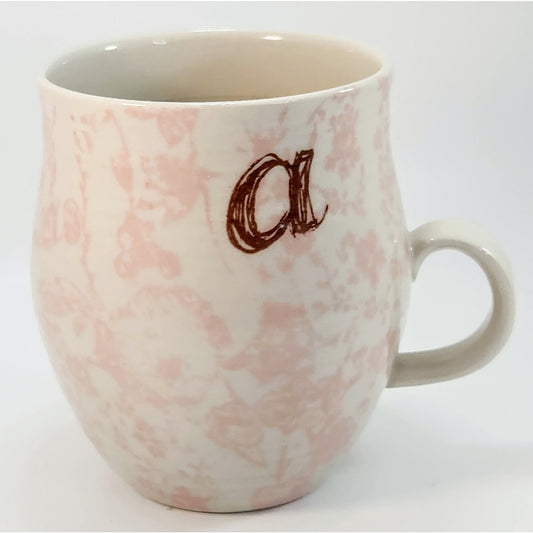 Anthropologie Homegrown Letter "a" Monogram Initial Mug Pink, Brown & White | Home