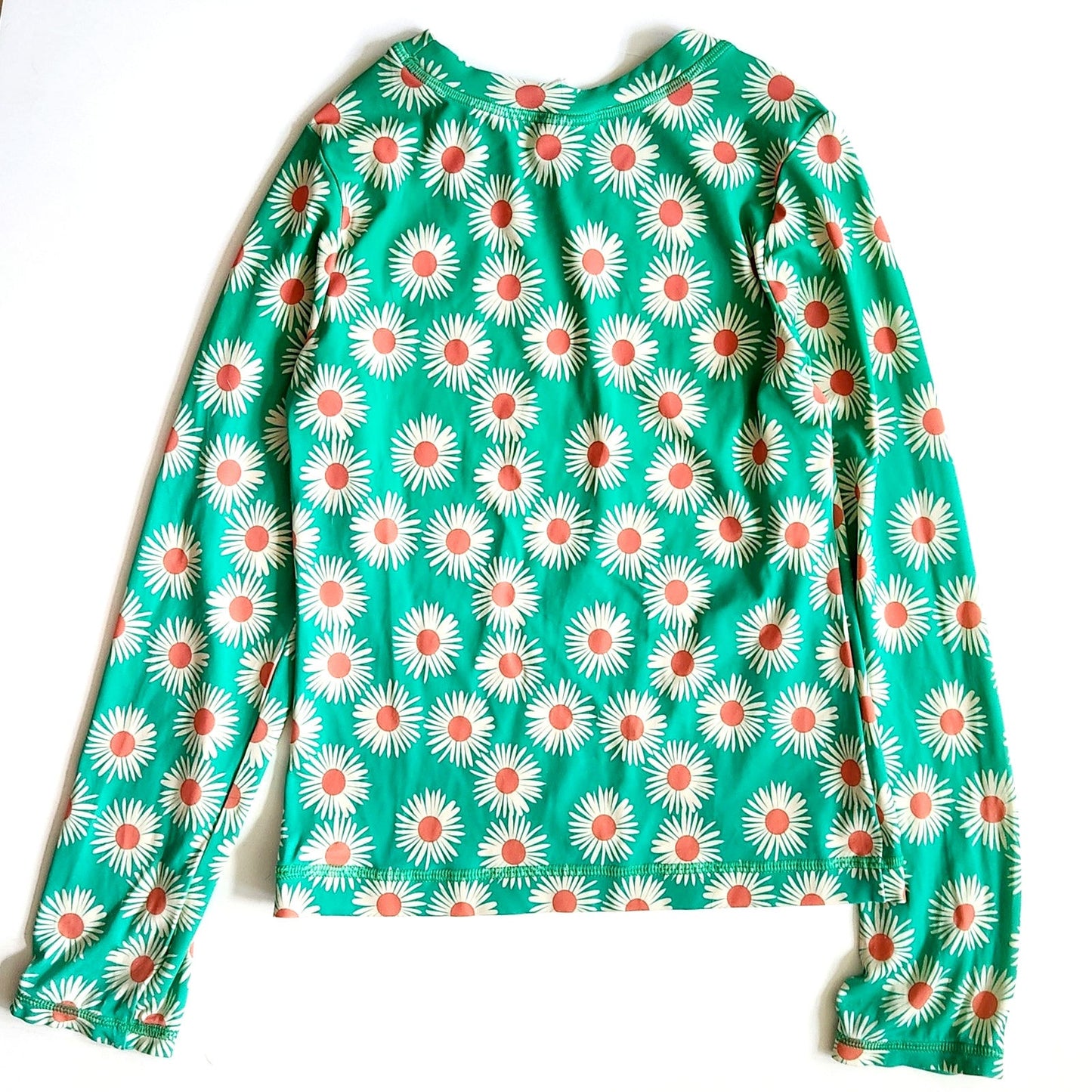 Hanna Andersson Mixie Rashguard White Daisy On Minty Green Size 10 | 140 cm