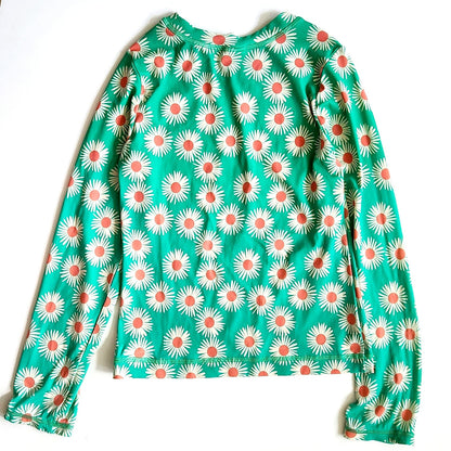 Hanna Andersson Mixie Rashguard White Daisy On Minty Green Size 10 | 140 cm