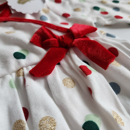 Mud Pie Polka Dot Glitter Cotton Sleep Gown & Velour Headband Sz 0-3 mos NWT