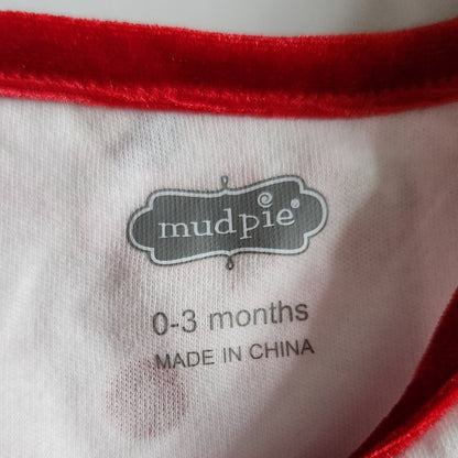 Mud Pie Polka Dot Glitter Cotton Sleep Gown & Velour Headband Sz 0-3 mos NWT