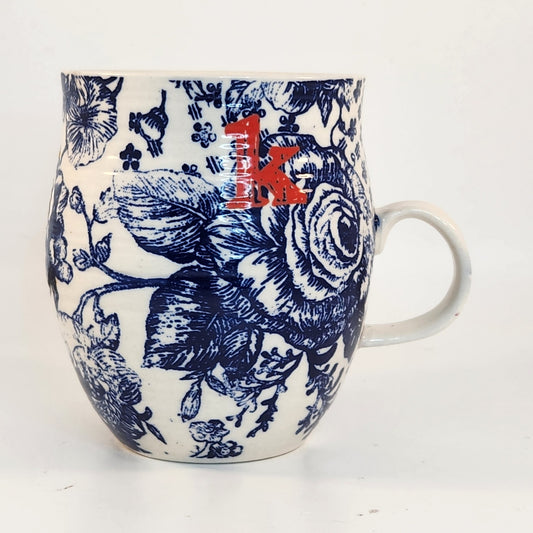 Anthropologie Homegrown Letter "k" Monogram Initial Mug Blue, Red & White | Home
