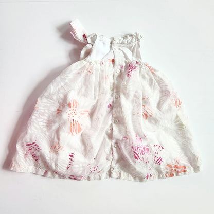 Catimini Infant White Flower Burnout Orange & Pink Sleeveless Dress Size 12 mos