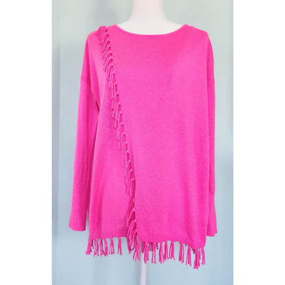 Lilly Pulitzer Emberly Sweater | Mandevilla Pink Fringe Tassel Pullover Women's Medium