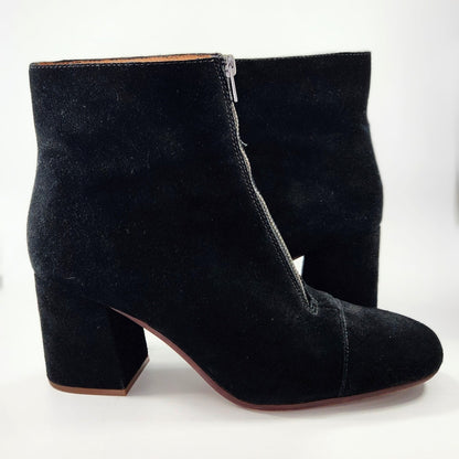 Madewell The Amalia Zip Ankle Boot in Suede True Black – Women's Size 10