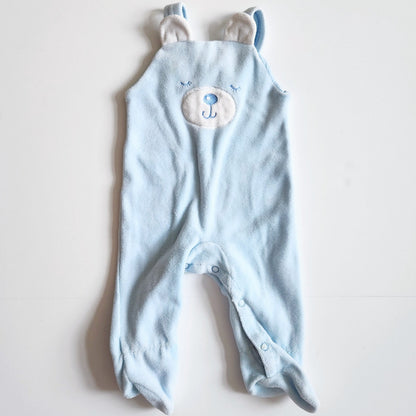 Carter's Vintage 1980s Velour Baby Blue Bear Footie Overalls Size 0-3 months