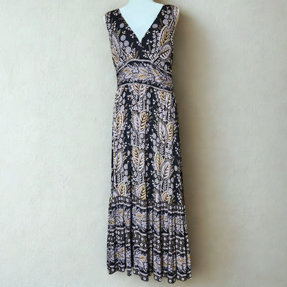 Anthropologie Maeve Women's Giulietta Boho Maxi Dress – Black Floral Size LP