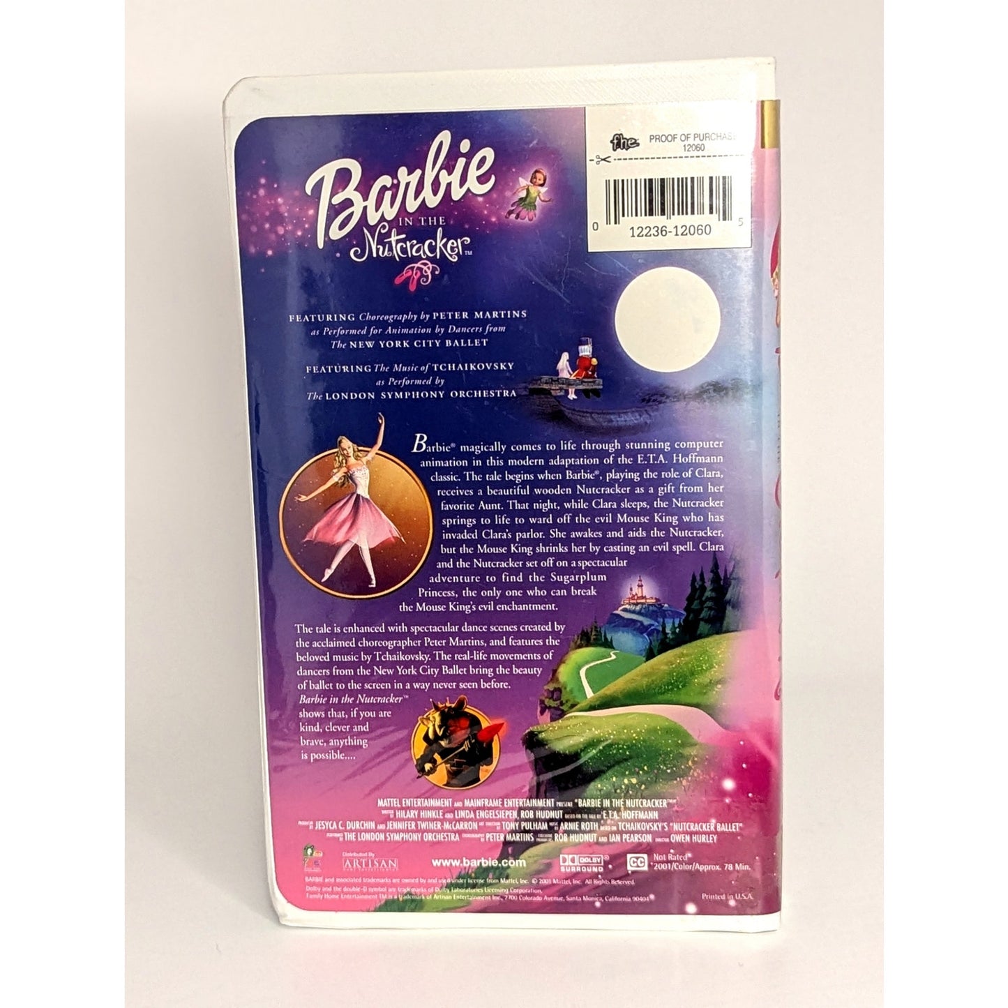 Barbie in the Nutcracker VHS Vintage Y2K 2001 EUC Mattel Christmas Cartoon