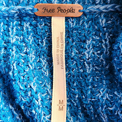 Free People Women's Edessa Pullover Knit Sweater Deep Sea Combo Blue Size M