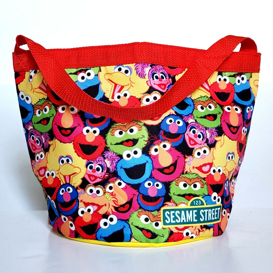 Sesame Street Elmo Kids Collapsible Nylon Gift Basket Bucket Tote Bag