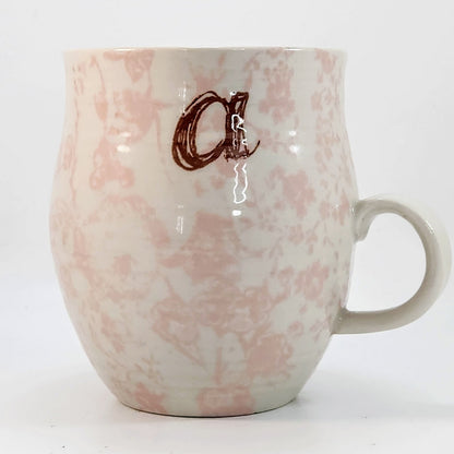 Anthropologie Homegrown Letter "a" Monogram Initial Mug Pink, Brown & White | Home