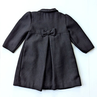 Jillian's Closet Baby Girls Black Dress Coat with Back Bow Size 24 months