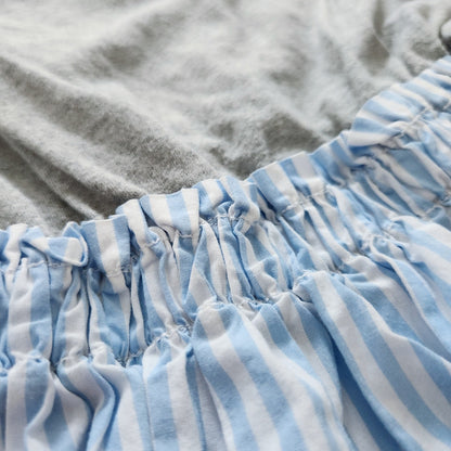 J.Crew Crewcuts Girls Gray Jersey & Blue StripedFlutter Sleeve Dress Size 4