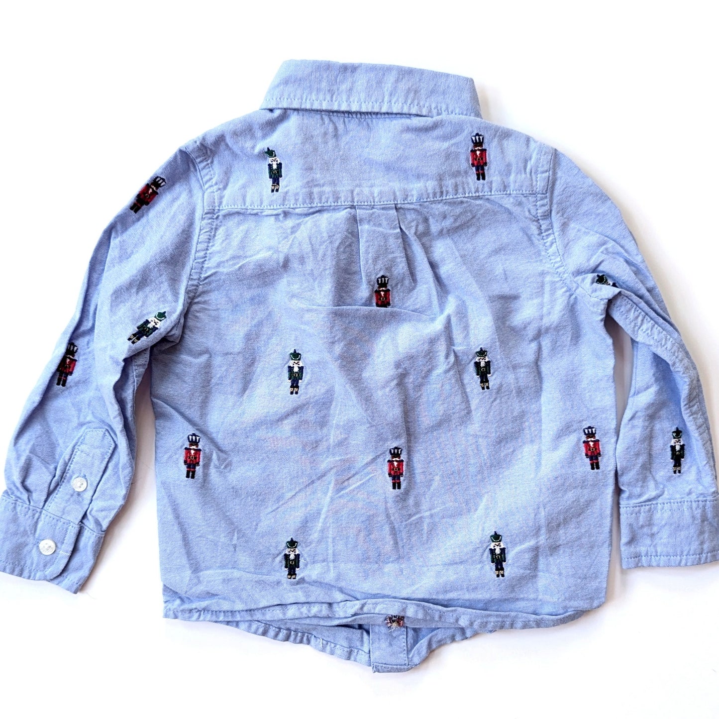 Janie and Jack Embroidered Oxford Shirt Nutcracker Blue Button-down Sz 18-24 mos