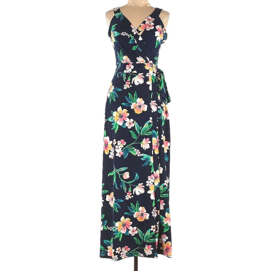 Market & Spruce Women's Blue Floral Hellena Wrap Maxi Dress Size L