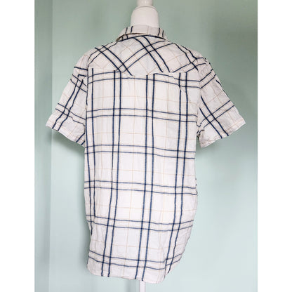 Lucky Brand Men's Short Sleeve Classic Fit Blue Plaid Cotton Flannel Shirt Sz XL