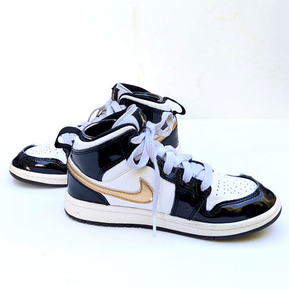Nike Kids Air Jordan 1 Mid SE Toddler Shoes Size 9 Black Gold White Sneakers