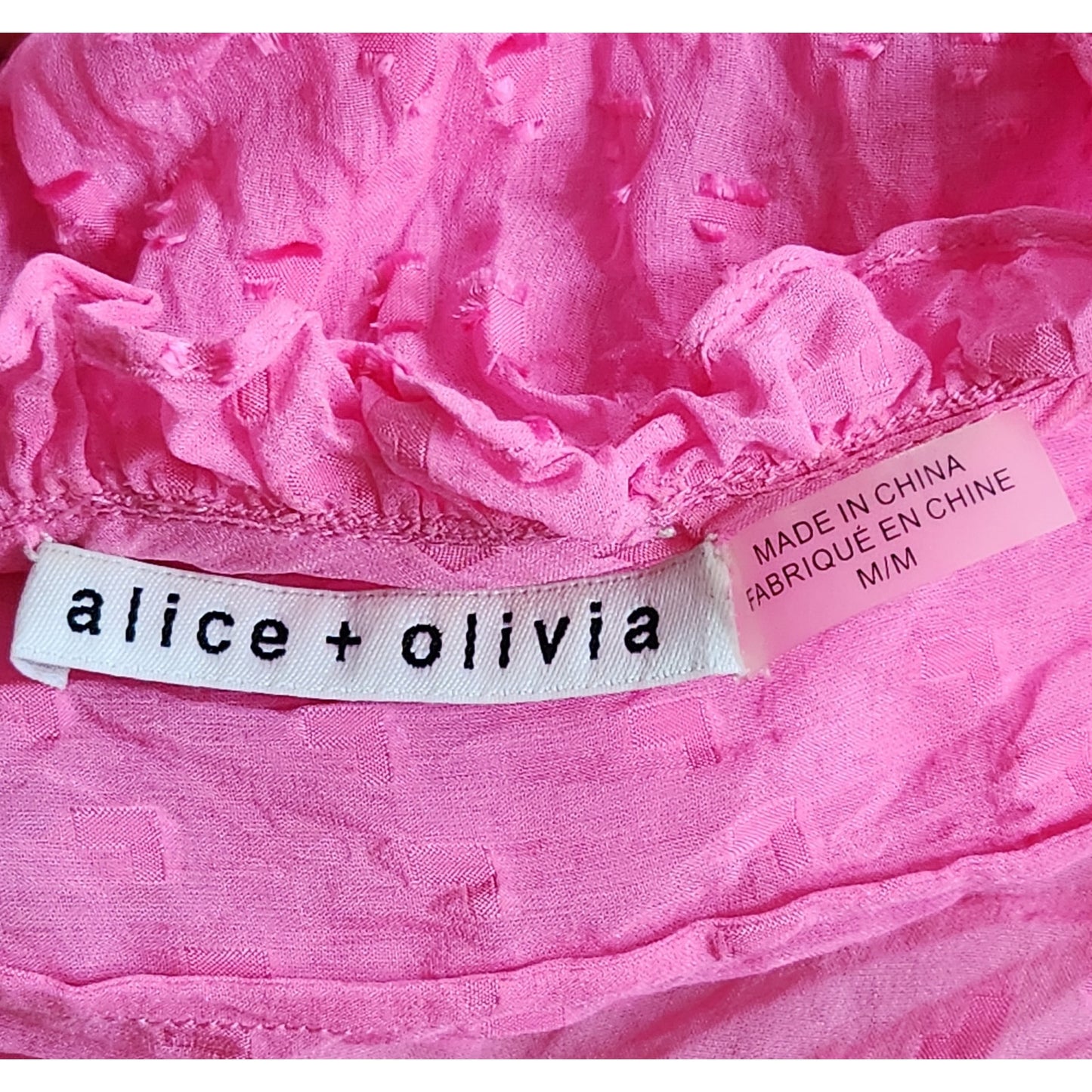 Alice + Olivia Women's Julius Tier Sleeve Silk Blend Blouse Hot Pink Size M