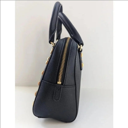 MICHAEL Michael Kors Women's Black Saffiano Leather Small Studded Sandrine Satchel
