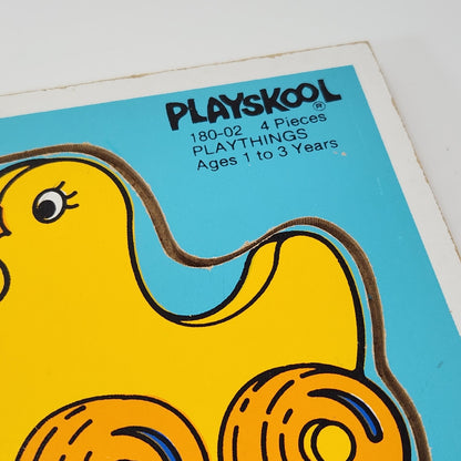 Vintage 1986 Playskool Wooden Puzzle “Playthings” 4-Piece Toy Theme