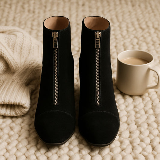 Madewell The Amalia Zip Ankle Boot in Suede True Black – Women's Size 10